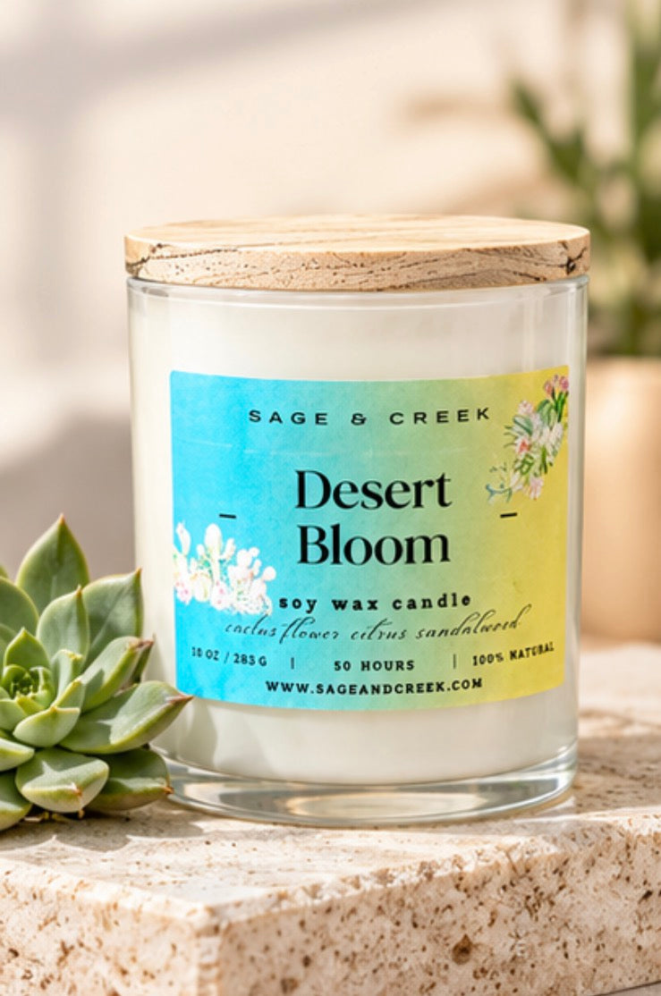 Desert Bloom Soy Candle – Citrus Floral, 7 oz