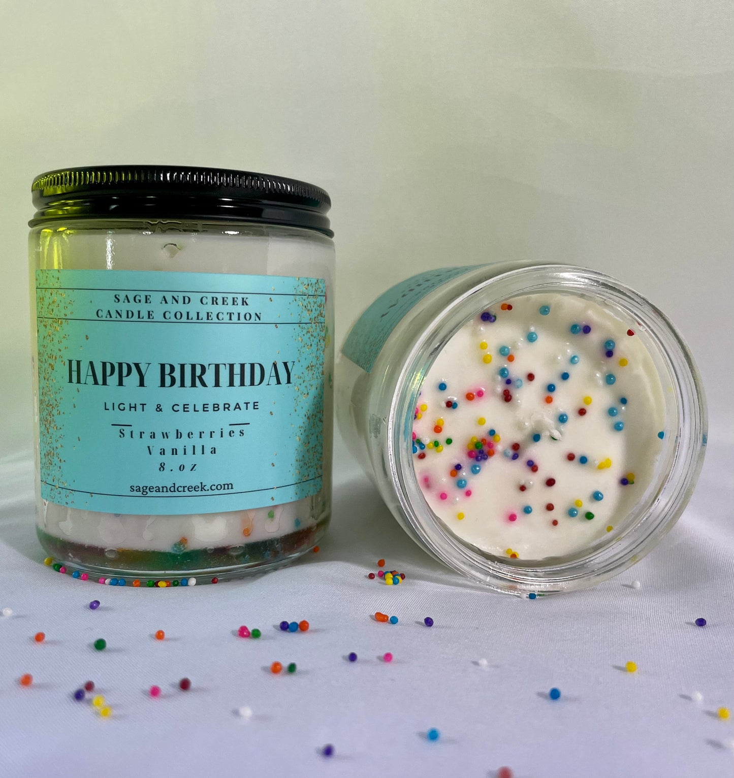 This beautiful candle makes an excellent gift for a loved one’s birthday, or your own! The sweet smell of strawberries, cake batter, and sprinkles combined together makes this a winner for every birthday. With 25+ hours of burn time of this highly fragrant candle you’ll enjoy. This hand-poured is made with natural soy wax, love and care in California.