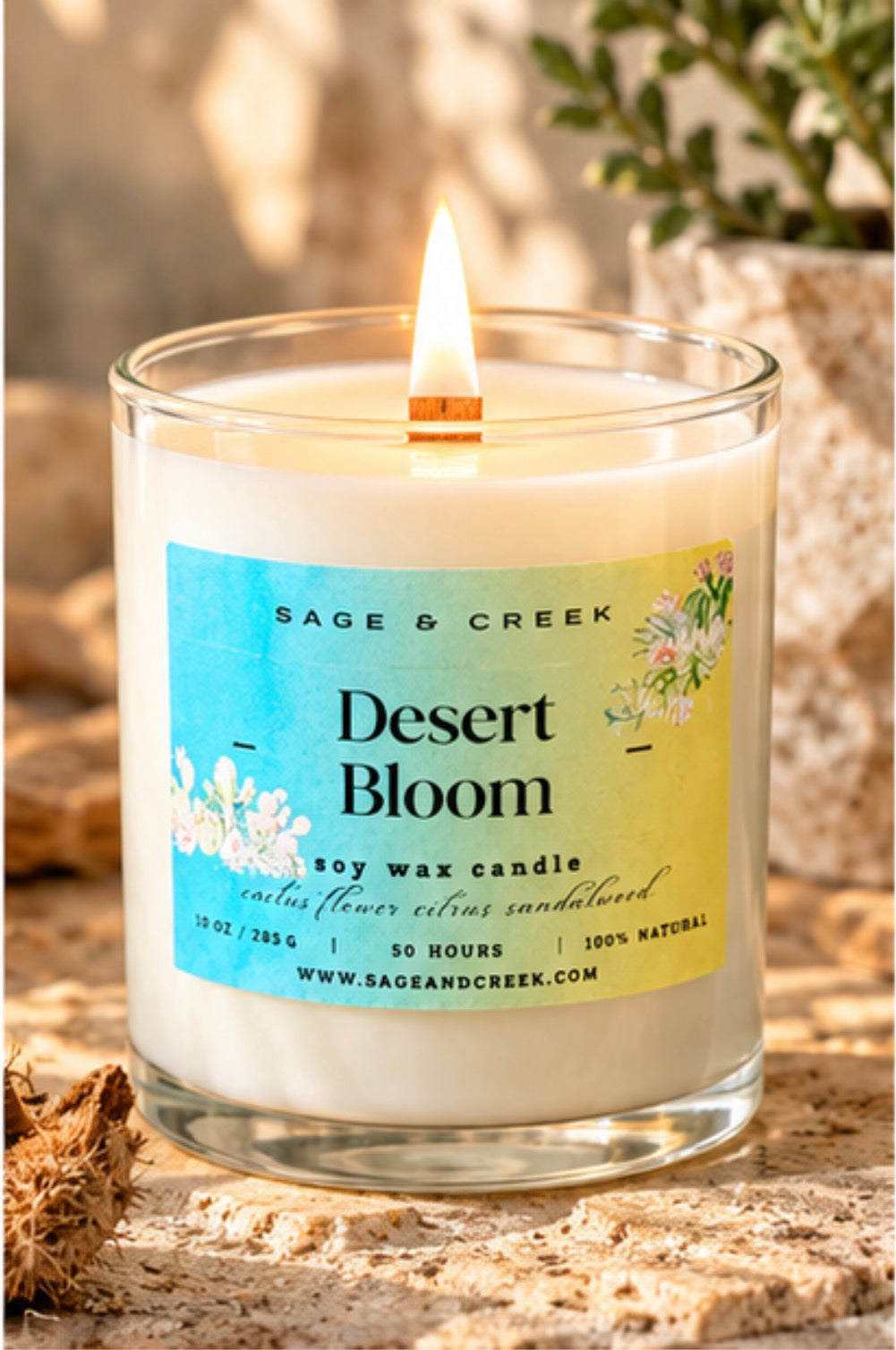 Desert Bloom Soy Candle – Citrus Floral, 7 oz